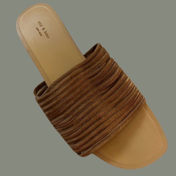 NIB $295 rag & bone | Cameron | Suede Sandals in Camel 10 | Fit Like 8.5 - Picture 4 of 13